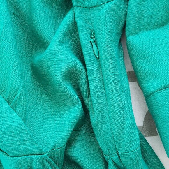 Rachel Zoe Wrap Dress Women's Size 6 Green Linen Blend Long Sleeves - Picture 11 of 12